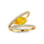 Fashionable V Shaped Diamond Ring with Pear Cut Yellow Sapphire - GeumJewels