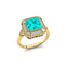 Vintage Style Square Cut Paraiba Tourmaline Diamond Ring - GeumJewels