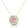Double Halo Diamond Cushion Cut Morganite Necklace - GeumJewels