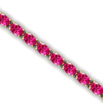 Oval Pink Sapphire Gold Tennis Bracelet - 14k 18k Solid Yellow Gold Green Gemstone Fine Bridal Wedding Jewelry Gift for Women - GeumJewels