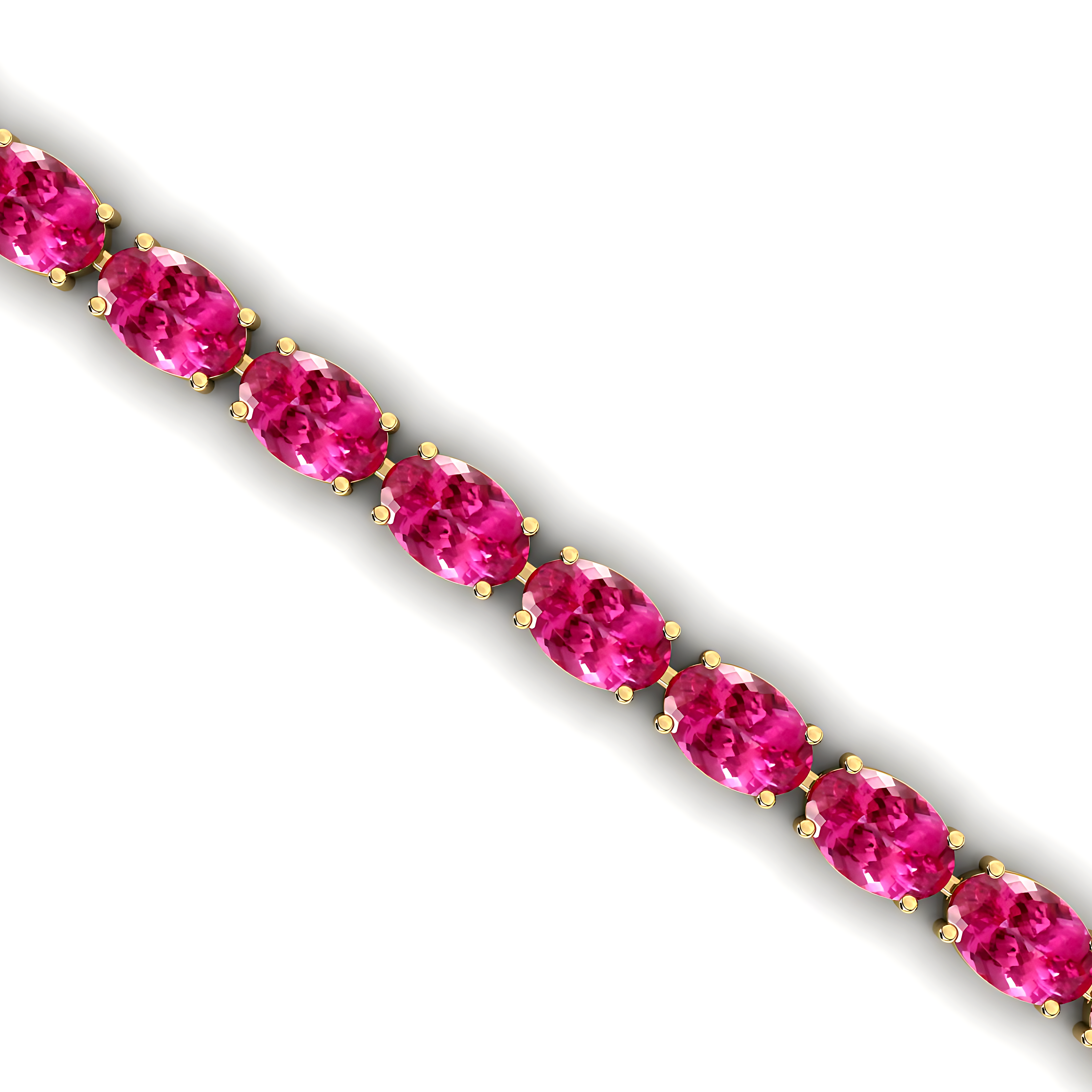 Oval Pink Sapphire Gold Tennis Bracelet - 14k 18k Solid Yellow Gold Green Gemstone Fine Bridal Wedding Jewelry Gift for Women - GeumJewels