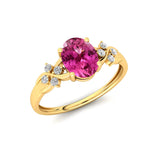 Criss Cross Diamond Ring with Oval Cut Pink Sapphire