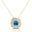 Double Halo Diamond Cushion Cut Swiss Blue Topaz Necklace - GeumJewels