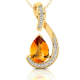 Designer Diamond Loop Pendant with Teardrop Shaped Citrine