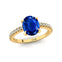 Oval Solitaire Blue Sapphire with Accent Diamonds Engagement Ring - GeumJewels