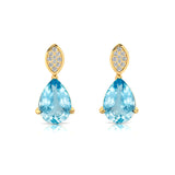 Illussion Set Diamond Earrings with Pear Cut Aquamarine