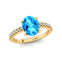 Oval Solitaire Swiss Blue Topaz with Accent Diamonds Engagement Ring - GeumJewels