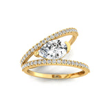 Fashionable V Shaped Diamond Ring with Pear Cut Lab Diamond