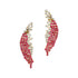 Nature Inspired Feather Shaped Cocktail Pink Sapphire Earrings with Diamond Accents - GeumJewels