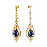 Art Deco Style Pear Shaped Alexandrite Diamond Drop Earrings