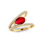 Fashionable V Shaped Diamond Ring with Pear Cut Ruby - GeumJewels