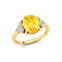 Trio Diamond Engagement Ring with Oval Cut Yellow Sapphire - GeumJewels