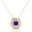Double Halo Diamond Cushion Cut Amethyst Necklace - GeumJewels