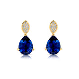 Illussion Set Diamond Earrings with Pear Cut Blue Sapphire