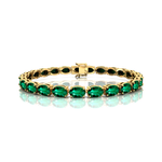 Oval Emerald Gold Tennis Bracelet - 14k 18k Solid Yellow Gold Green Gemstone Fine Bridal Wedding Jewelry Anniversary Gift For Women - GeumJewels