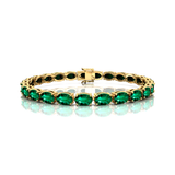 Oval Emerald Gold Tennis Bracelet - 14k 18k Solid Yellow Gold Green Gemstone Fine Bridal Wedding Jewelry Anniversary Gift For Women - GeumJewels