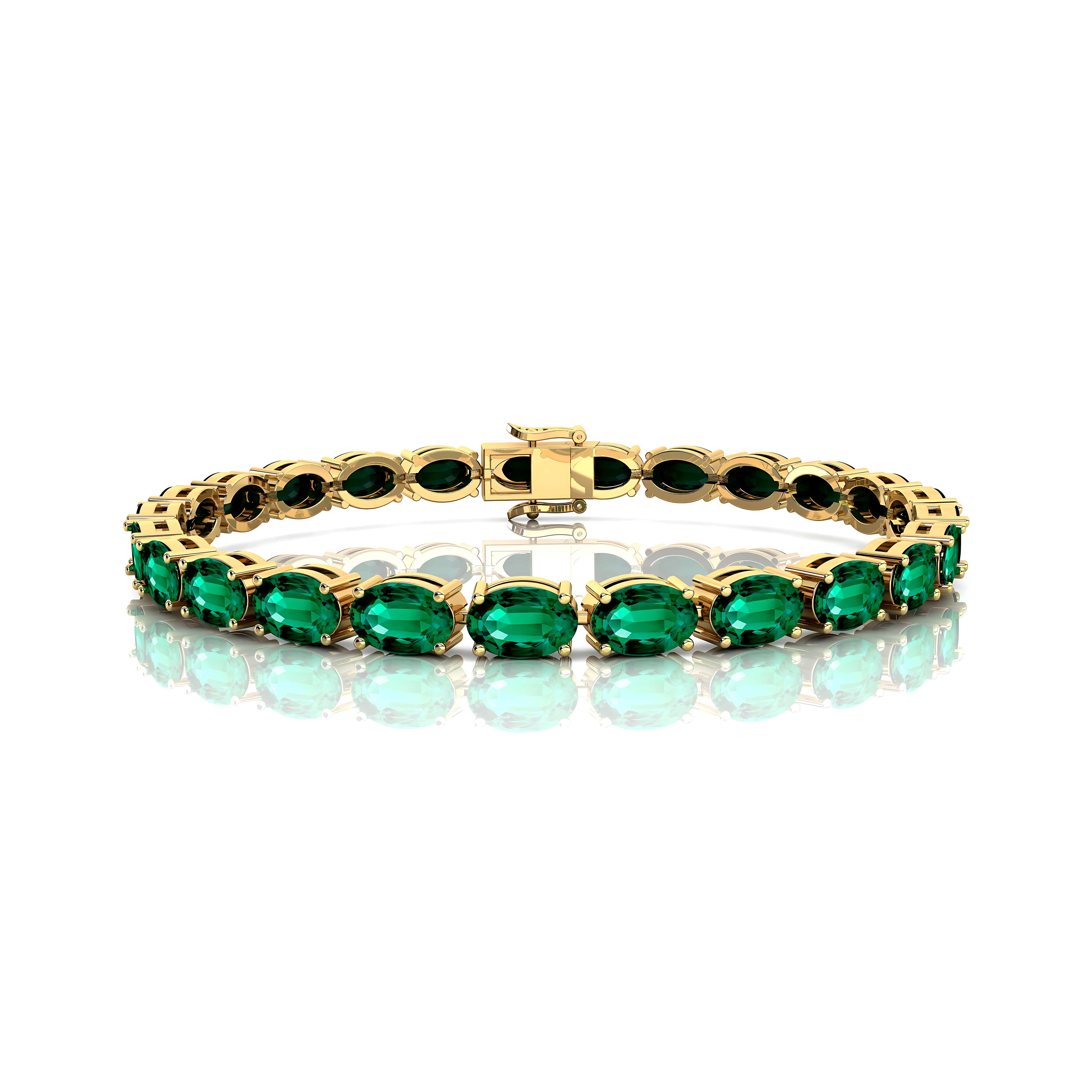 Oval Emerald Gold Tennis Bracelet - 14k 18k Solid Yellow Gold Green Gemstone Fine Bridal Wedding Jewelry Anniversary Gift For Women - GeumJewels