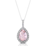 Morganite Teardrop Pendant with Diamond Halo