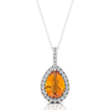 Citrine Teardrop Pendant with Diamond Halo