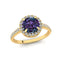 Classic Round Halo Diamonds with Solitaire Alexandrite Engagement Ring - GeumJewels