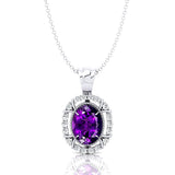 Vintage Style Oval Shaped Amethyst Halo Set with Diamond Accents