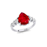 Pear Cut Ruby with Graduated Diamonds Ring