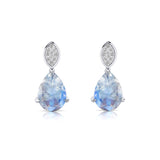 Illussion Set Diamond Earrings with Pear Cut Moonstone