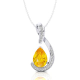 Designer Diamond Loop Pendant with Teardrop Shaped Yellow Sapphire