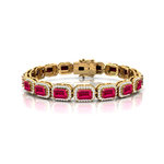 14kt Gold Pink Sapphire Bracelet Wedding Jewelry Gift for Mother - GeumJewels