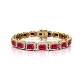 14kt Gold Pink Sapphire Bracelet Wedding Jewelry Gift for Mother - GeumJewels