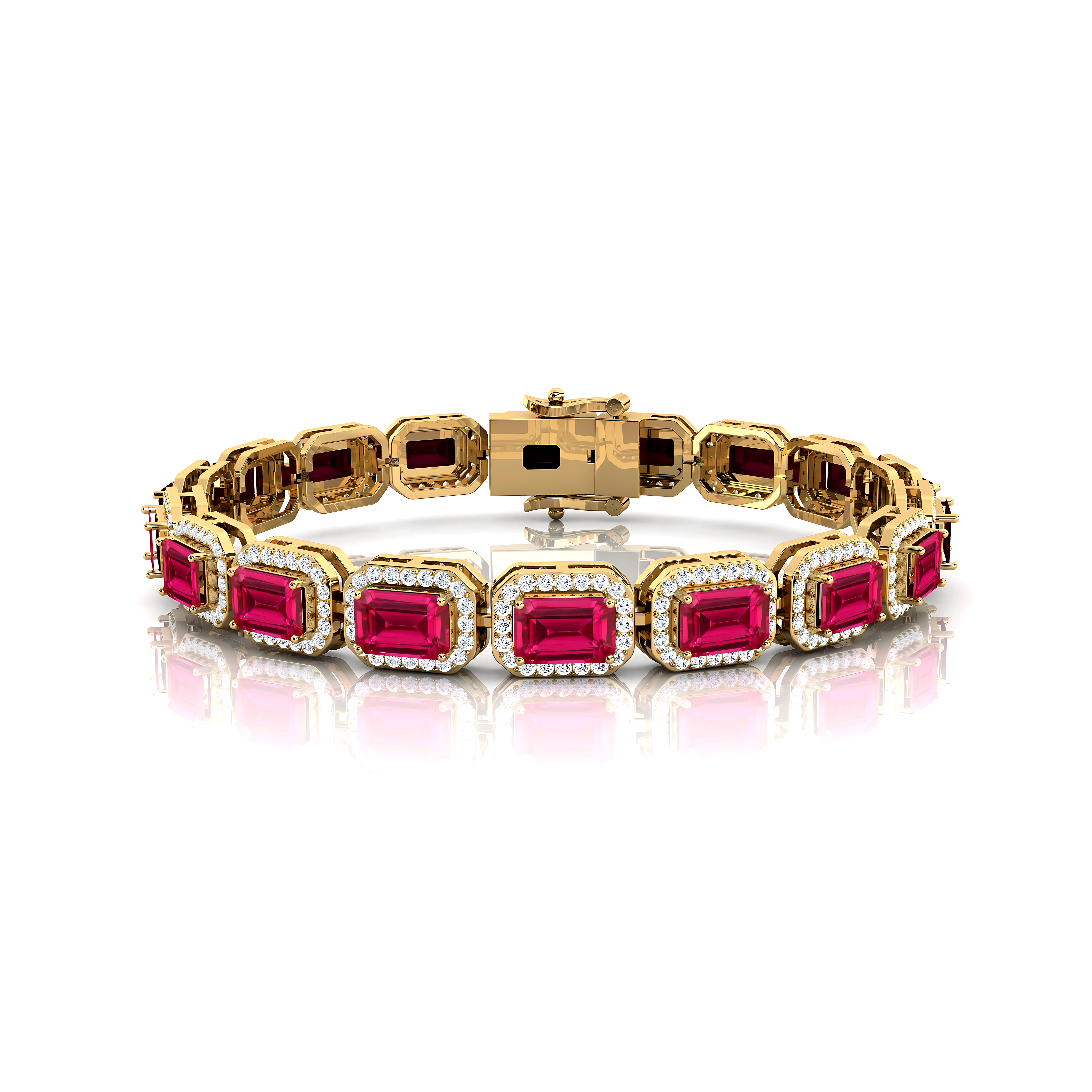 14kt Gold Pink Sapphire Bracelet Wedding Jewelry Gift for Mother - GeumJewels