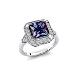 Vintage Style Square Cut Alexandrite Diamond Ring