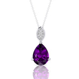 Illussion Set Diamond Pendant with Pear Cut Amethyst