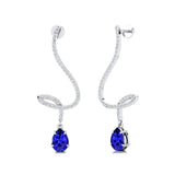 Elegant Spiral Teardrop Tanzanite Diamond Drop Earrings