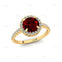 Classic Round Halo Diamonds with Solitaire Ruby Engagement Ring - GeumJewels
