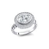 Vintage Style Elongated Oval Lab Diamond Halo Diamond Twisted Ring