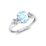 Criss Cross Diamond Ring with Oval Cut Aquamarine