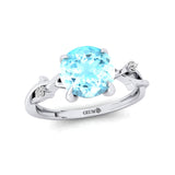 Criss Cross Nature Inspired Diamond Ring  with Round Aquamarine