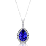 Tanzanite Teardrop Pendant with Diamond Halo