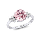 Trio Diamond Engagement Ring with Round Solitaire Morganite