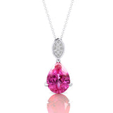 Illussion Set Diamond Pendant with Pear Cut Pink Sapphire