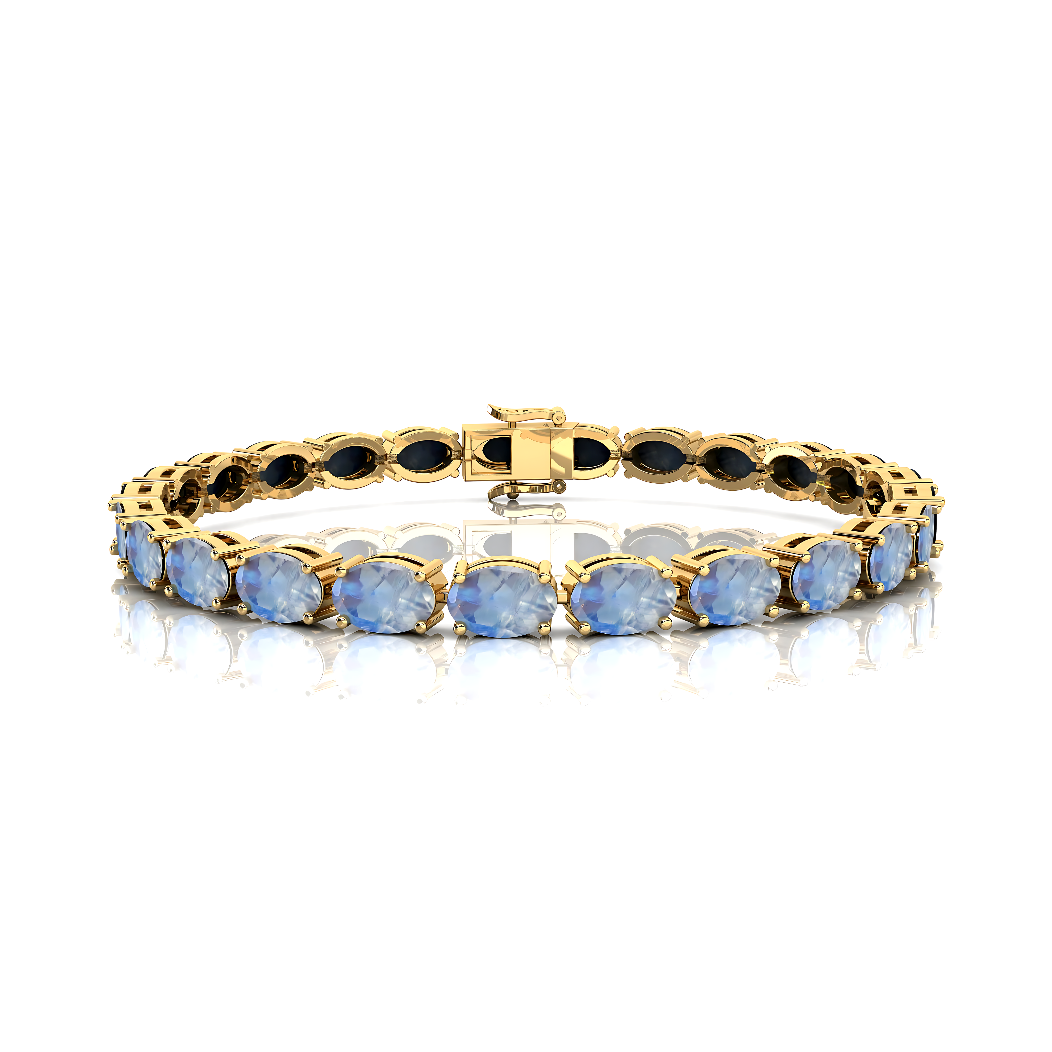 Rainbow Moonstone Tennis Bracelet: 14k Yellow Gold Bridal Jewelry - GeumJewels