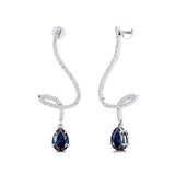 Elegant Spiral Teardrop Alexandrite Diamond Drop Earrings