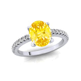 Oval Solitaire Yellow Sapphire with Accent Diamonds Engagement Ring