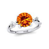 Criss Cross Nature Inspired Diamond Ring  with Round Citrine