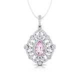 Art Deco Inspired Teardrop Morganite Diamond Pendant