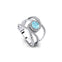 Solitaire Round Aquamarine Cocktail Diamond Ring - GeumJewels