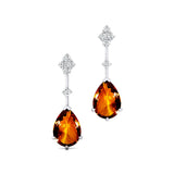 Teardrop Citrine Drop Earrings with Accent Diamonds