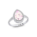 Classic Pear Shaped Morganite Halo Diamond Engagement Ring