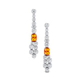 Elongated Cushion Citrine Bezel Set Diamond Drop Earrings